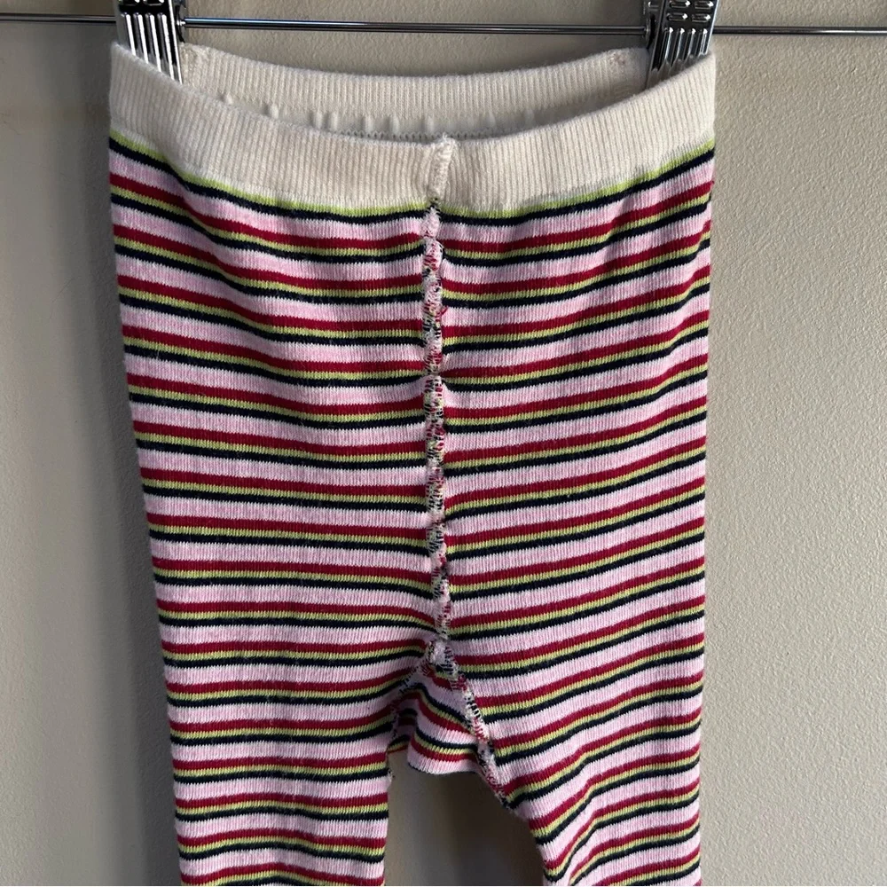 Hanna~ Girl’s Cotton Blend Made in Denmark Floral Stripe Footed Tights 150/160